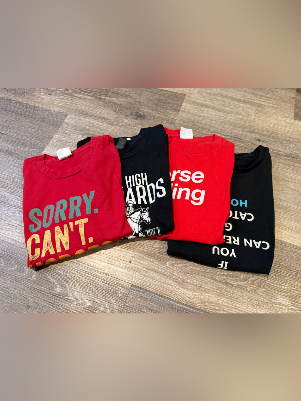 ALL 4! Funny Horse Kids Short Sleeve Graphic Tee Pack - Red & Black
